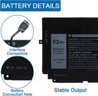OPAHUTER 52Wh 7,6V 6500mAh akkumulátor Dell XPS 13 2020 9300 9310 9380 722KK WN0N0 0WN0N0 2XXFW FP86V 02XXFW P117G P117G002 P117G001 4