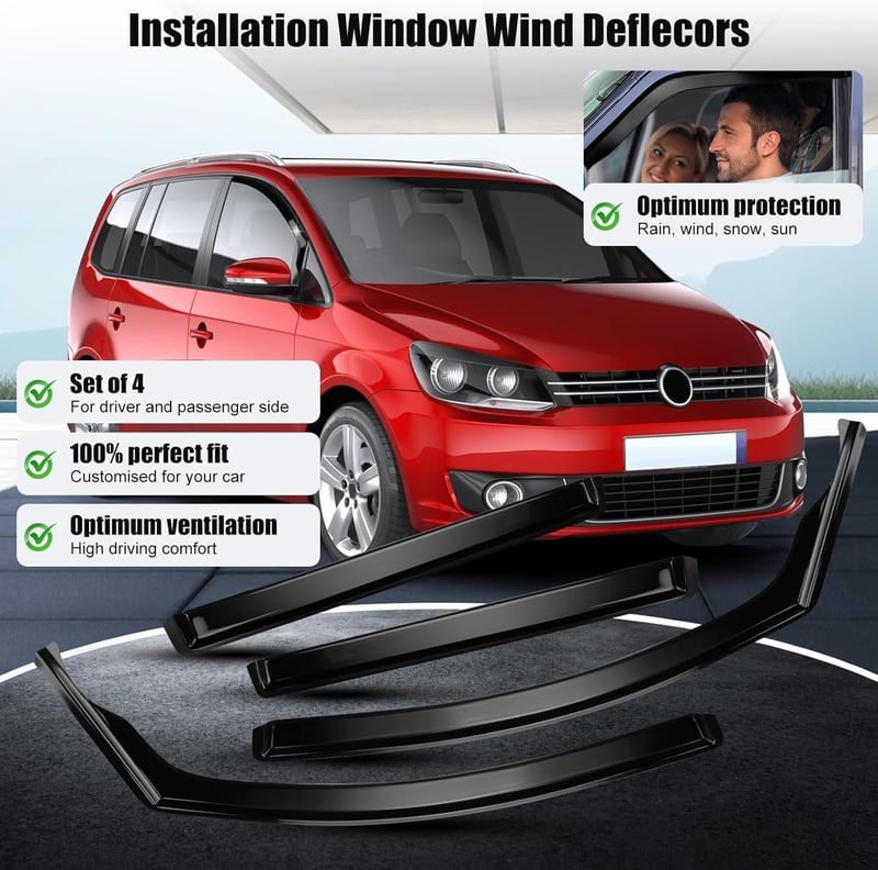 Opaltool Szélterelő VW Touran 2003-2015 Ablakhoz, 4 Darab Ragasztható Esővédő