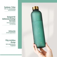 Športová fľaša Opard s objemom 1 liter, vhodná aj na sýtené nápoje, nepriepustná fľaša z tritanu, bez obsahu BPA, vojenská zelená 3