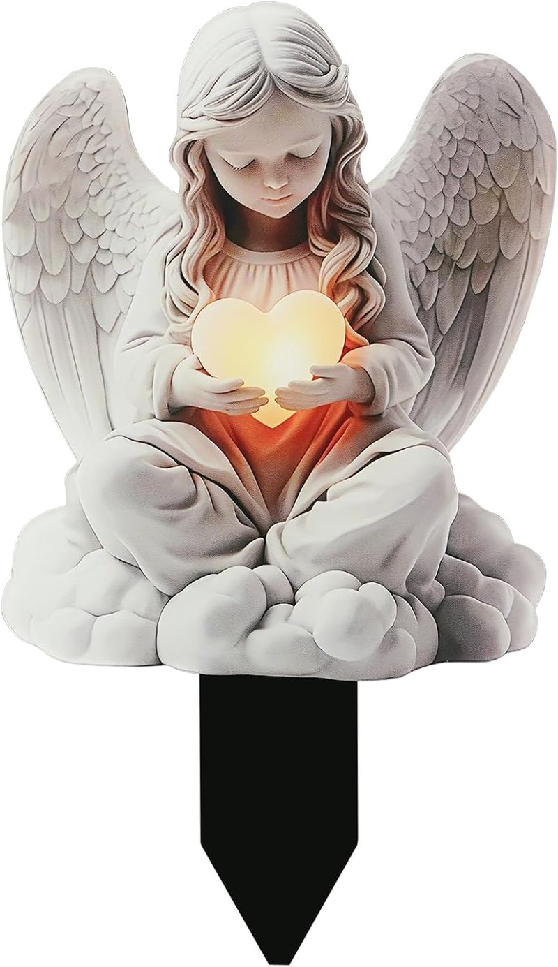 OPEIXSAYKOC Imádkozó Sírangyal Sírdísz Időjárásálló Akril Kerti Dekoráció - Angel.