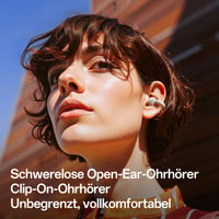 OpenRock E Open-Ear Bluetooth 6.0 slúchadlá – Bezdrôtové clip-on slúchadlá – 4g ľahké – Silné basy – 28h batéria – IPX4 vodeodolné – Čistota hovorov AI – Aplikácia 2