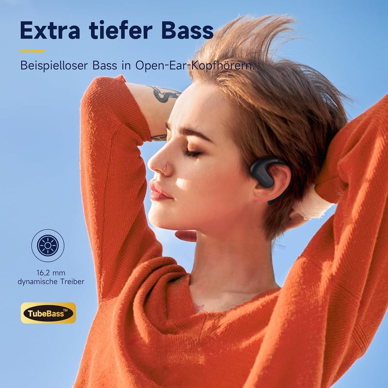 OpenRock S nyitott fülű Bluetooth 5.3 fejhallgató, 60 órás lejátszási idővel, ENC hívászaj-szűréssel, IPX5 vízálló,