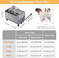 Opetdo Extra Nagy Kisállat Hordozó Két Rekesszel és Levehető Kerekekkel - Összecsukható Szállító Táska 2 Macskának vagy Kutyának, Utazáshoz, 9