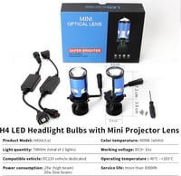 OPP ULITE H4 LED fényszóró izzó 9003 bal kormányos mini projektor lencse 70W 6000K 2