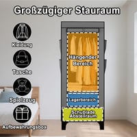 OPPAIYA uski platneni ormar s 2 ladice, 8 bočnih džepova i navlakom, sklopivi garderobni ormar za kampiranje i spavaću sobu, crni, 59x45x160 3