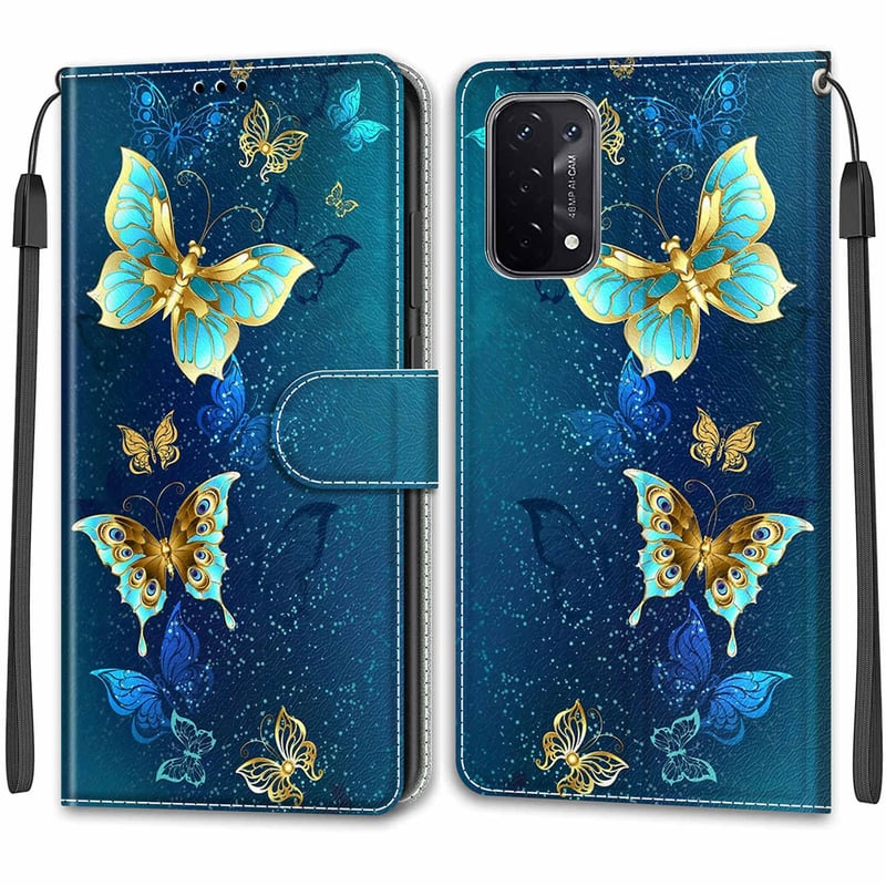 Magnetické kožené puzdro na Oppo A54/A74/A93 5G s motýlím vzorom – prémiová ochrana