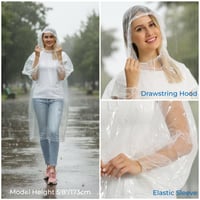 Opret Eldobható Vészhelyzeti Esőponcsó Húzózsinóros Kapucnival, Vízálló, Átlátszó - 20 db-os Csomag 2