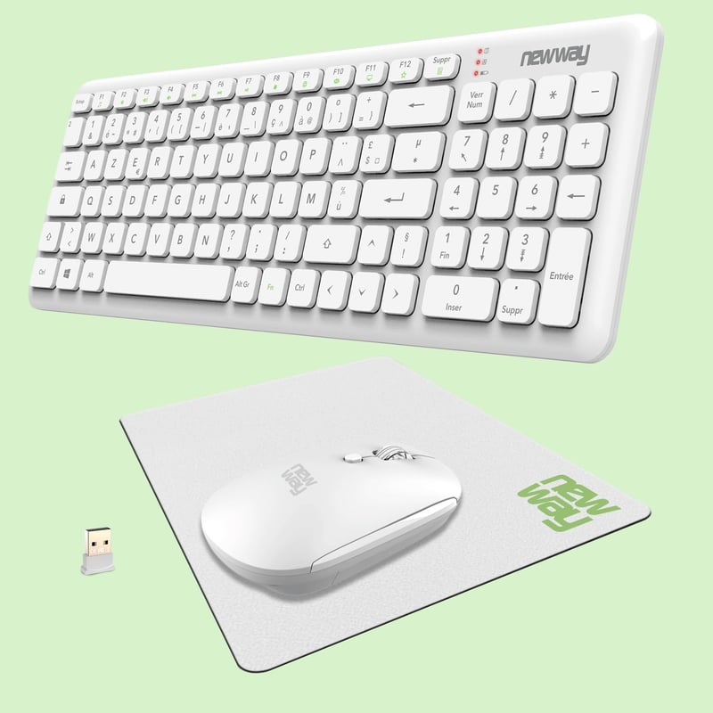 OPTIMUM WAY Wireless Billentyűzet Egér Pad Szett 2.4GHz USB Fehér