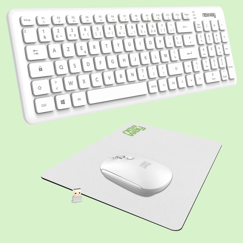 OPTIMUM WAY Wireless Billentyűzet Egér Pad Szett 2.4GHz USB Fehér