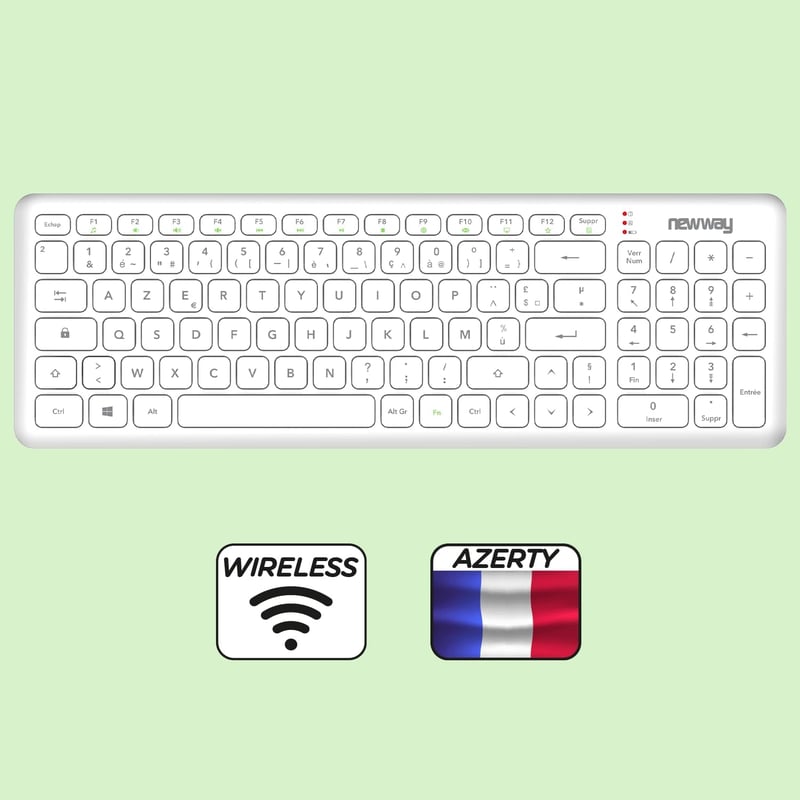 OPTIMUM WAY Wireless Billentyűzet Egér Pad Szett 2.4GHz USB Fehér