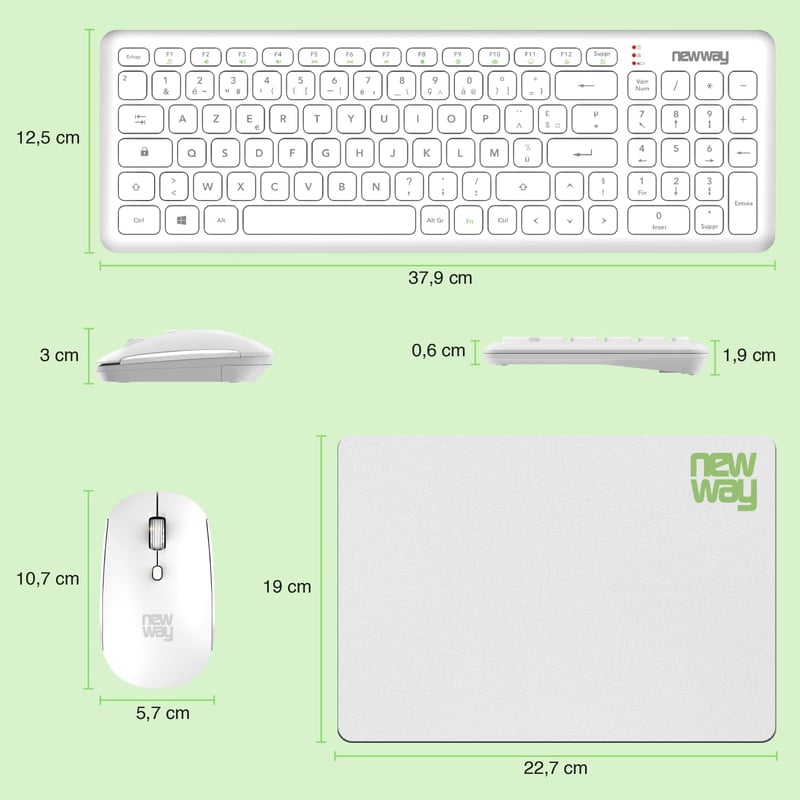 OPTIMUM WAY Wireless Billentyűzet Egér Pad Szett 2.4GHz USB Fehér