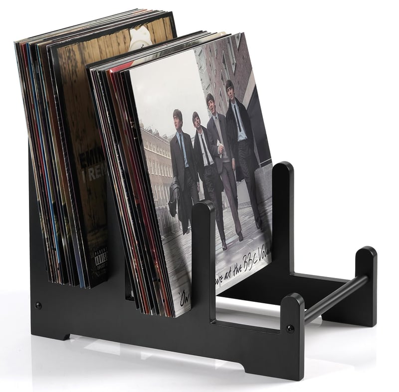 Suport pentru discuri de vinil Optyuwah, tip scară, din lemn, pentru depozitarea vinilurilor