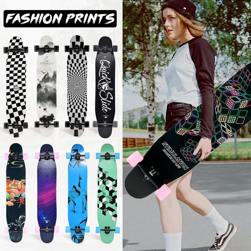 Opurtdor 118 cm Longboard Cruiser Skateboard Maple Fa Kezdőknek Felnőtteknek