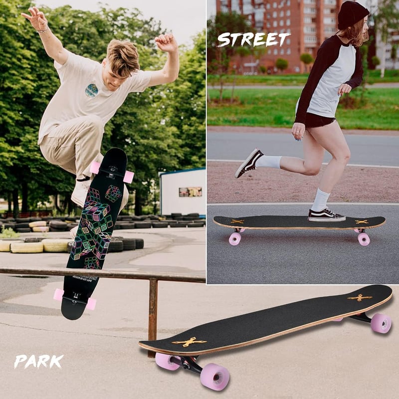 Opurtdor 118 cm Longboard Cruiser Skateboard Maple Fa Kezdőknek Felnőtteknek
