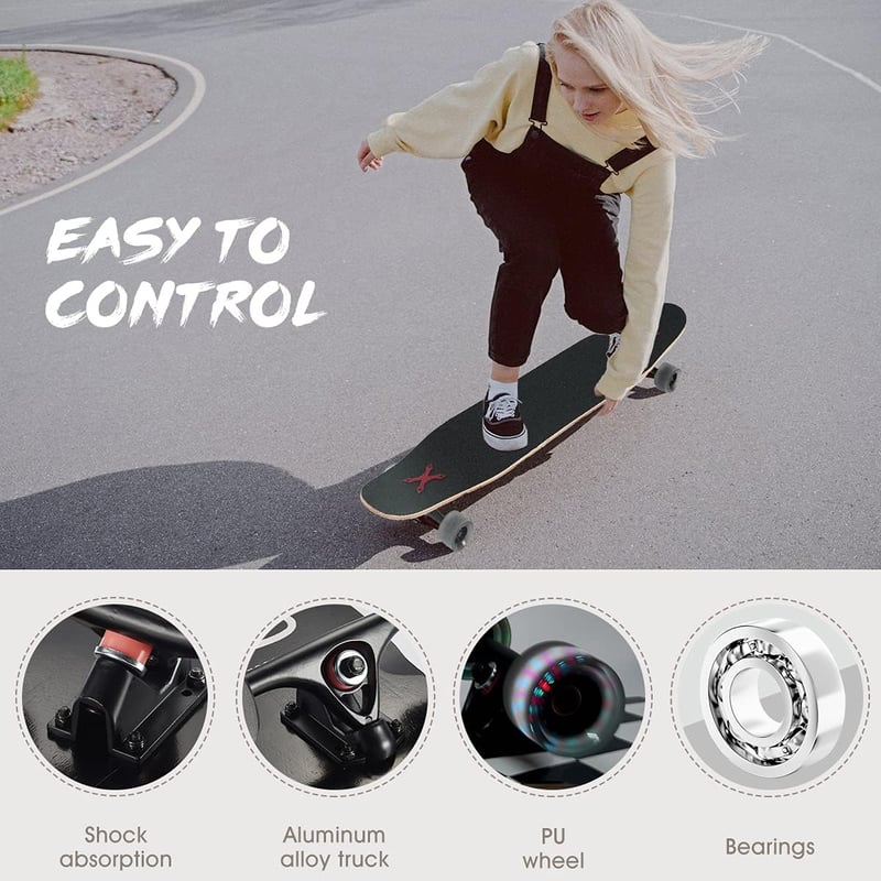 Opurtdor 118 cm Longboard Cruiser Skateboard Maple Fa Kezdőknek Felnőtteknek