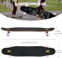 Opurtdor 118 cm Longboard Cruiser Skateboard Maple Fa Kezdőknek Felnőtteknek 3