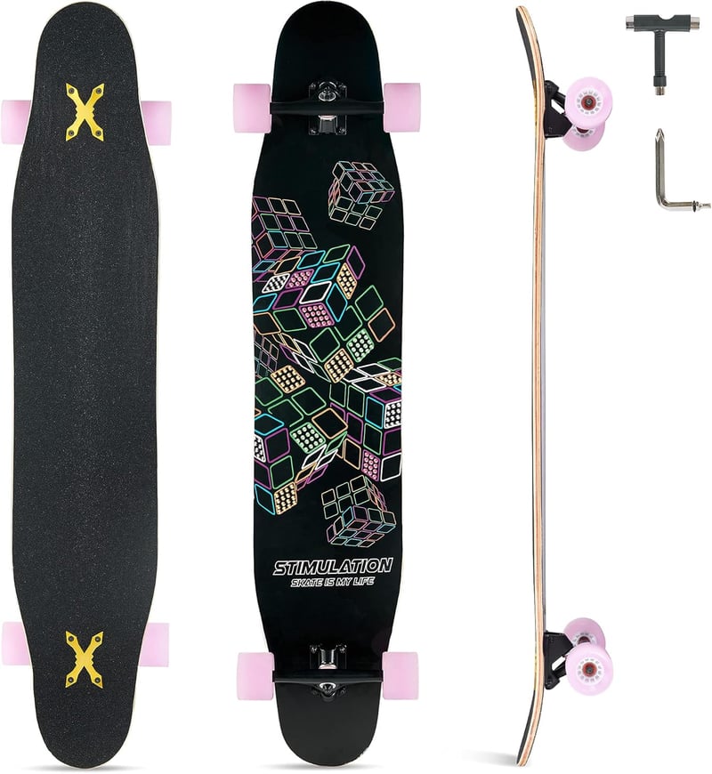 Opurtdor 118 cm Longboard Cruiser Skateboard Maple Fa Kezdőknek Felnőtteknek