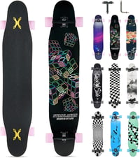Opurtdor 118 cm Longboard Cruiser Skateboard Maple Fa Kezdőknek Felnőtteknek 1