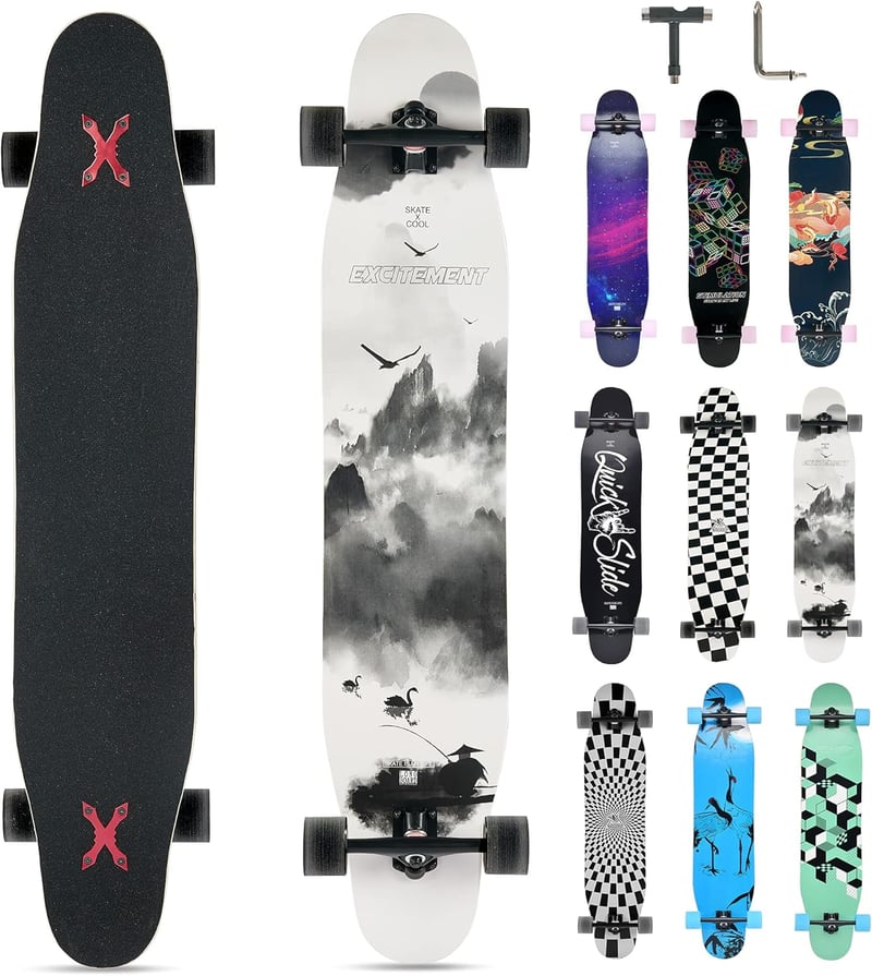 Opurtdor 118 cm Longboard Skateboard Cruiser Maple Fa Kezdőknek Felnőtteknek