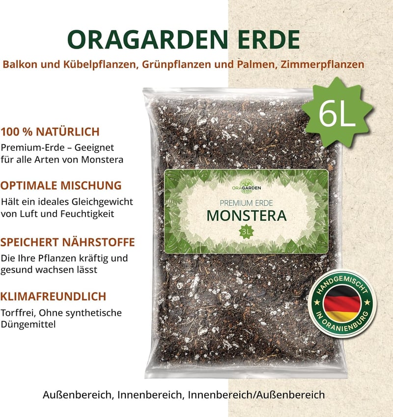 ORAGARDEN Monstera Talaj 6L - Beltéri Növények és Kertészeti Föld, 5 Komponensű Potting Soil