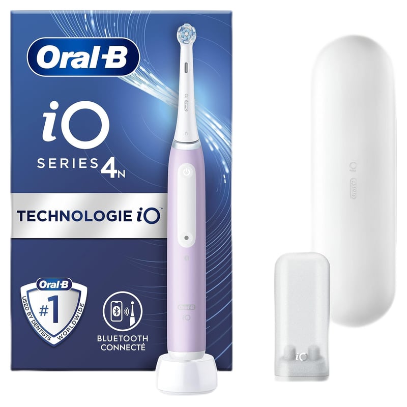Periuță de dinți electrică Oral-B iO 4 Violet - Senzor de presiune, cap de periaj de rezervă, încărcător și etui de călătorie