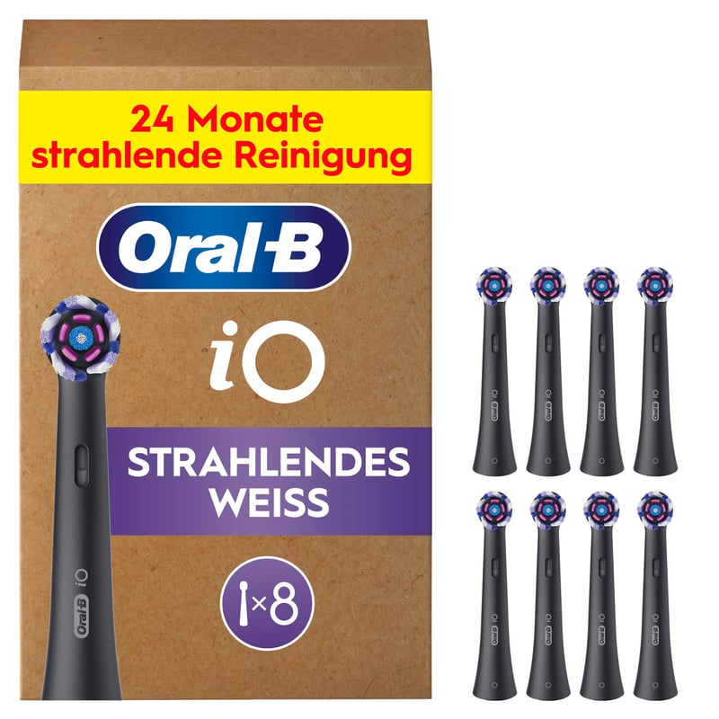 Set 8 Rezerve Periuță de Dinți Oral-B iO Radiant White Negru - Capete de Schimb pentru Periuță Electrică