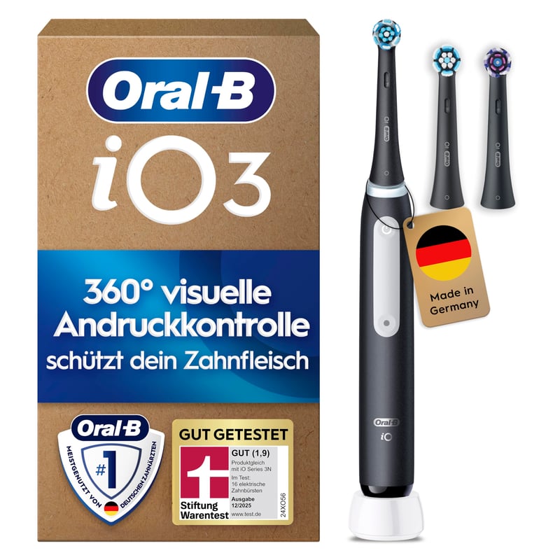 Periuță de dinți electrică Oral-B iO Series 3 - Culoare negru, tehnologie oscilator-rotativă, protecția gingiilor
