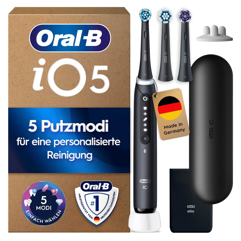 Periuță de dinți electrică Oral-B iO Series 5 - Culoare negru, tehnologie oscilatoriu-rotativă, senzor inteligent de presiune