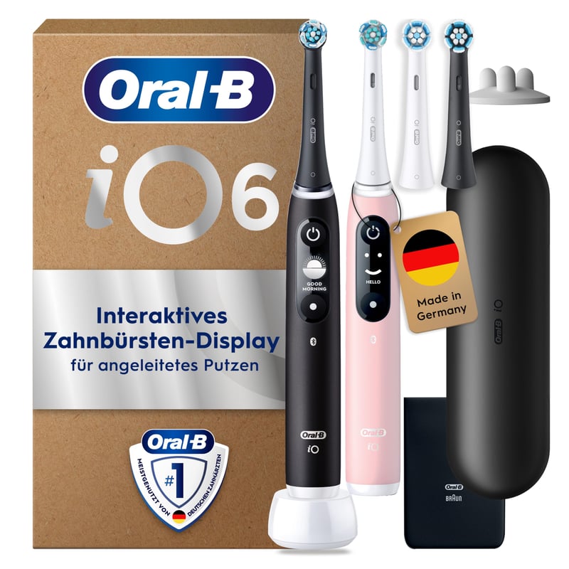 Periuță de dinți electrică Oral-B iO Series 6, pachet dublu, negru/roz
