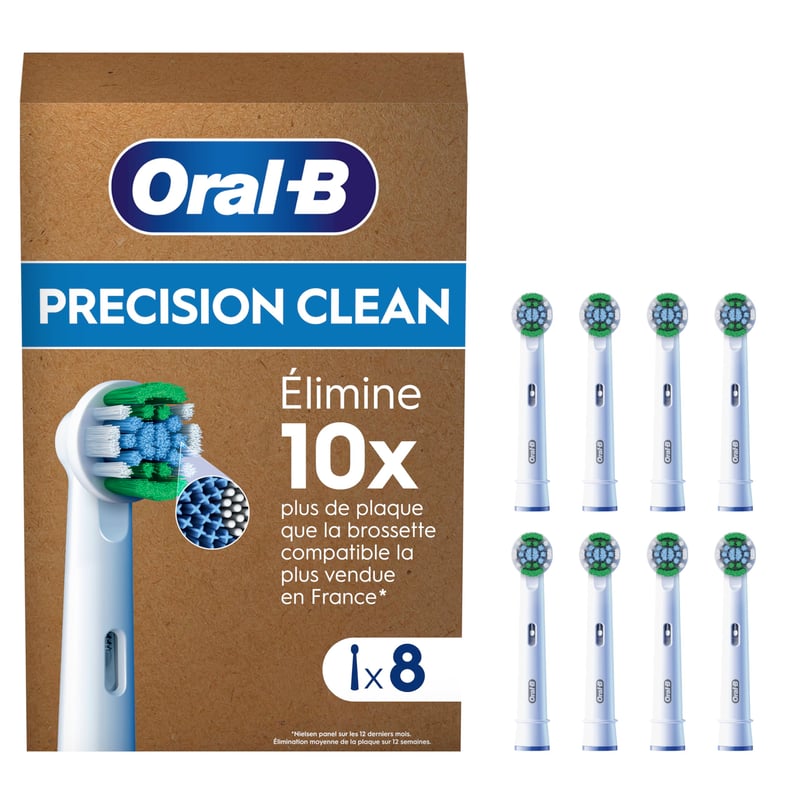 Rezerve pentru Periuță de Dinți Electrică Oral-B Precision Clean, Pachet de 8 bucăți, Curățare Precisă și Albire, cu Indicator de Uzură