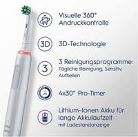 Elektrická zubná kefka Oral-B PRO 3 3500 s 3 režimami čistenia, 360° senzorom tlaku, cestovným puzdrom, biela – dizajn Braun 5