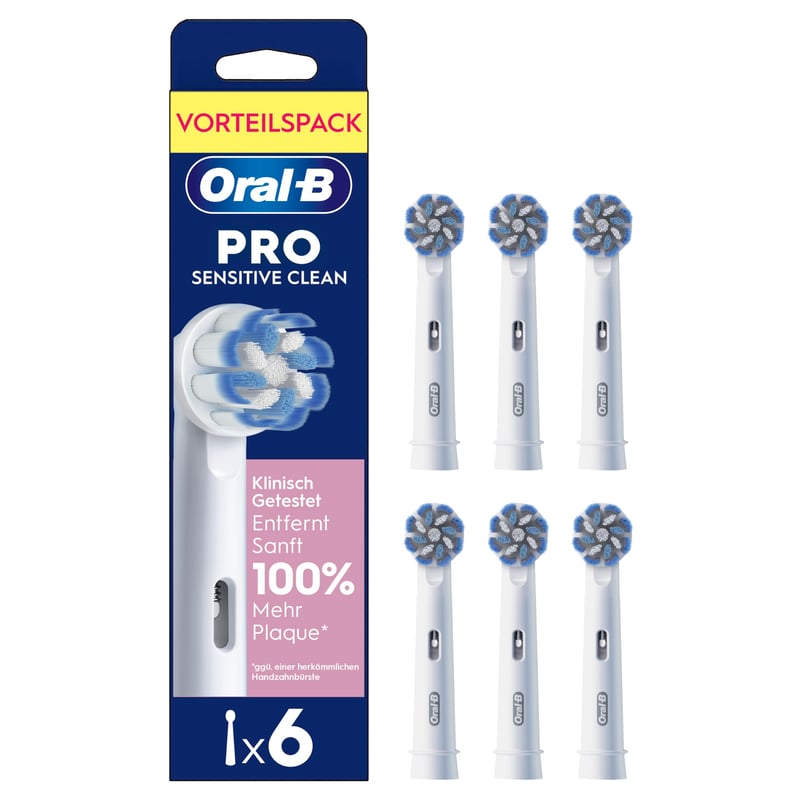 Capete de rezervă pentru periuță de dinți electrică Oral-B PRO Sensitive Clean, Alb, 6 bucăți
