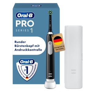 Periuță de dinți electrică Oral-B Pro Series 1 Negru - 3 moduri de curățare, senzor de presiune, etui de călătorie, design Braun