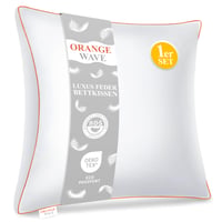 Pernă cu puf Orange Wave 80x80 cm, Pernă premium din puf și pene de gâscă, certificată RDS și Oeko-TEX, pentru cei care dorm pe o parte 1