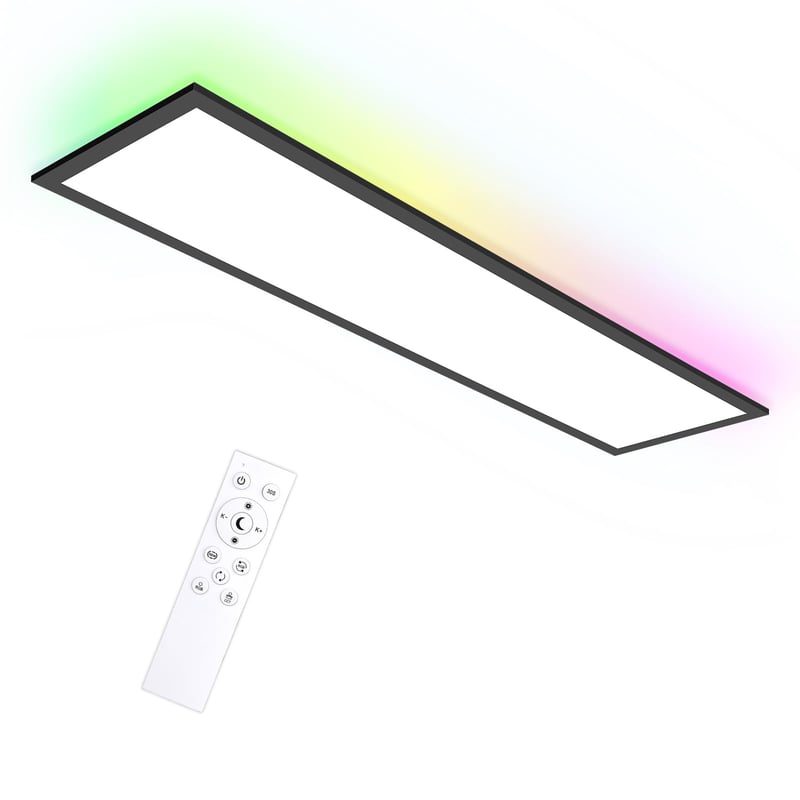 Oraymin RGB LED stropna svjetiljka, s mogućnošću prigušivanja, panel 100x25 cm s daljinskim upravljačem, 30W 3300LM, 3000K-6500K, stropna rasvjeta za dnevni boravak i kuhinju