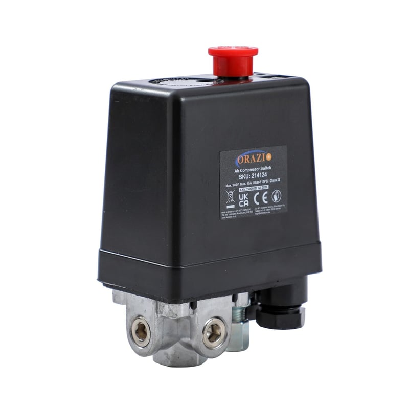 Tlakový spínač pre kompresor ORAZIO 214124, G1/4", 220 V, 16 A, jednofázový