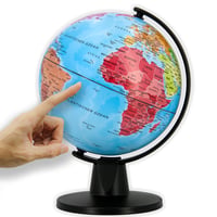 Školský glóbus ORBIT Globes & Maps – 16 cm mini glóbus so stabilným čiernym podstavcom a politickou mapou z roku 2026 1