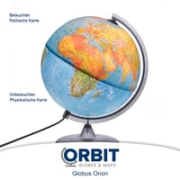 ORBIT Globes & Maps LED-es svietiaci glóbus 30 cm, dvojaký fyzický a politický — Zlomený podstavec (stav: pozri 2. obrázok) 5