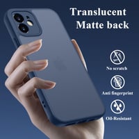 ORDA puzdro na iPhone 12 6,1 palca, kompletná ochrana fotoaparátu, nárazuvzdorné, odolné proti poškriabaniu, matné, nezanecháva odtlačky prstov, priesvitná zadná strana, tmavomodré 3