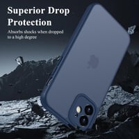 ORDA puzdro na iPhone 12 6,1 palca, kompletná ochrana fotoaparátu, nárazuvzdorné, odolné proti poškriabaniu, matné, nezanecháva odtlačky prstov, priesvitná zadná strana, tmavomodré 4
