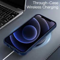 ORDA puzdro na iPhone 12 6,1 palca, kompletná ochrana fotoaparátu, nárazuvzdorné, odolné proti poškriabaniu, matné, nezanecháva odtlačky prstov, priesvitná zadná strana, tmavomodré 5