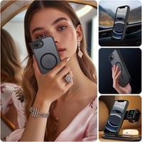 ORDA Puzdro pre iPhone 16e, kompatibilné s MagSafe, magnetické, polopriehľadný matný zadný kryt, tenké, nárazuvzdorné ochranné puzdro, čierne 6