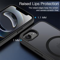 ORDA Puzdro pre iPhone 16e, kompatibilné s MagSafe, magnetické, polopriehľadný matný zadný kryt, tenké, nárazuvzdorné ochranné puzdro, čierne 2