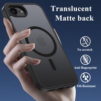 ORDA Puzdro pre iPhone 16e, kompatibilné s MagSafe, magnetické, polopriehľadný matný zadný kryt, tenké, nárazuvzdorné ochranné puzdro, čierne 4