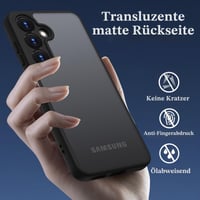 ORDA puzdro pre Samsung Galaxy S25 FE, 6,7 palca, kompletná ochrana fotoaparátu, nárazuvzdorné, odolné proti poškriabaniu, matné, nezanecháva odtlačky prstov, polopriehľadný zadný kryt, čierne 3