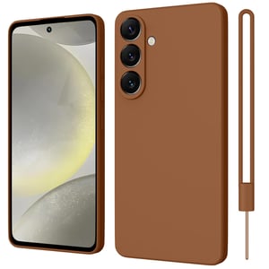 ORDA silikonska maskica za Samsung Galaxy S24 5G s trakom za zglob, zaštitom kamere i zaslona, otporna na ogrebotine, smeđa