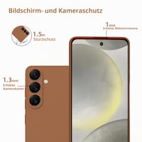 Silikónový kryt ORDA pre Samsung Galaxy S24 5G s remienkom na zápästie, ochranou fotoaparátu a displeja, odolný proti poškriabaniu, hnedý 2