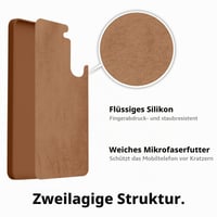 Silikónový kryt ORDA pre Samsung Galaxy S24 5G s remienkom na zápästie, ochranou fotoaparátu a displeja, odolný proti poškriabaniu, hnedý 7