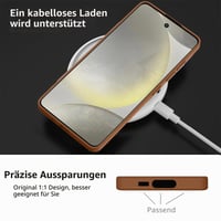Silikónový kryt ORDA pre Samsung Galaxy S24 5G s remienkom na zápästie, ochranou fotoaparátu a displeja, odolný proti poškriabaniu, hnedý 4