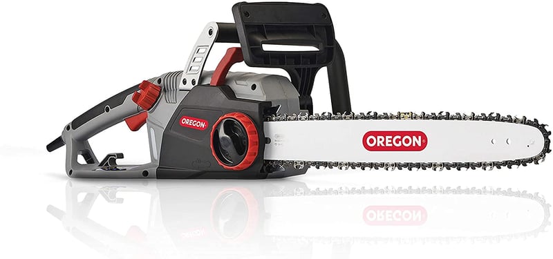 Drujbă electrică Oregon CS1500 2400W cu șină de ghidare de 45 cm – Ascuțire și lubrifiere automată PowerSharp, recul redus, gri
